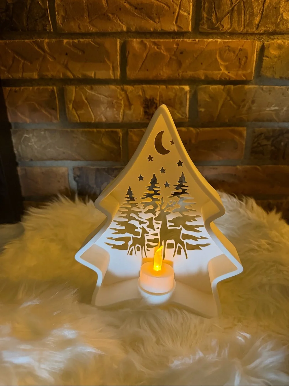 Hand Crafted 3D Printed White Tree Votive NWOT
